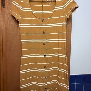 Aeropostale Mustard Striped Midi Dress
